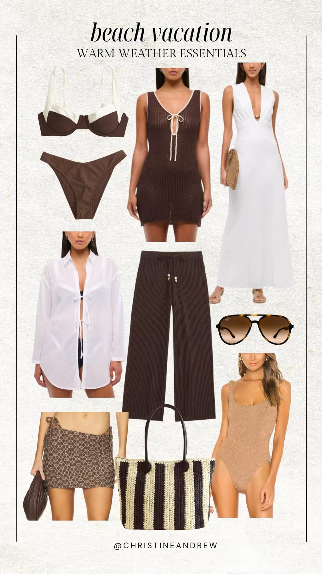 Warm weather essentials for a beach vacation 🤎 

Revolve, Abercrombie, brown bikini, brown swimsuit, hunza g swimsuit, swimsuit coverup, beach bag, vacation dress, beach dress, brown dress, Christine Andrew 

#LTKSwim #LTKWatchNow #LTKTravel