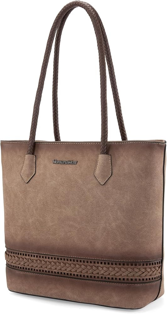 Montana West Woven Tote Bags for Women Purses and Handbags with Back Zipper Pocket | Amazon (US)