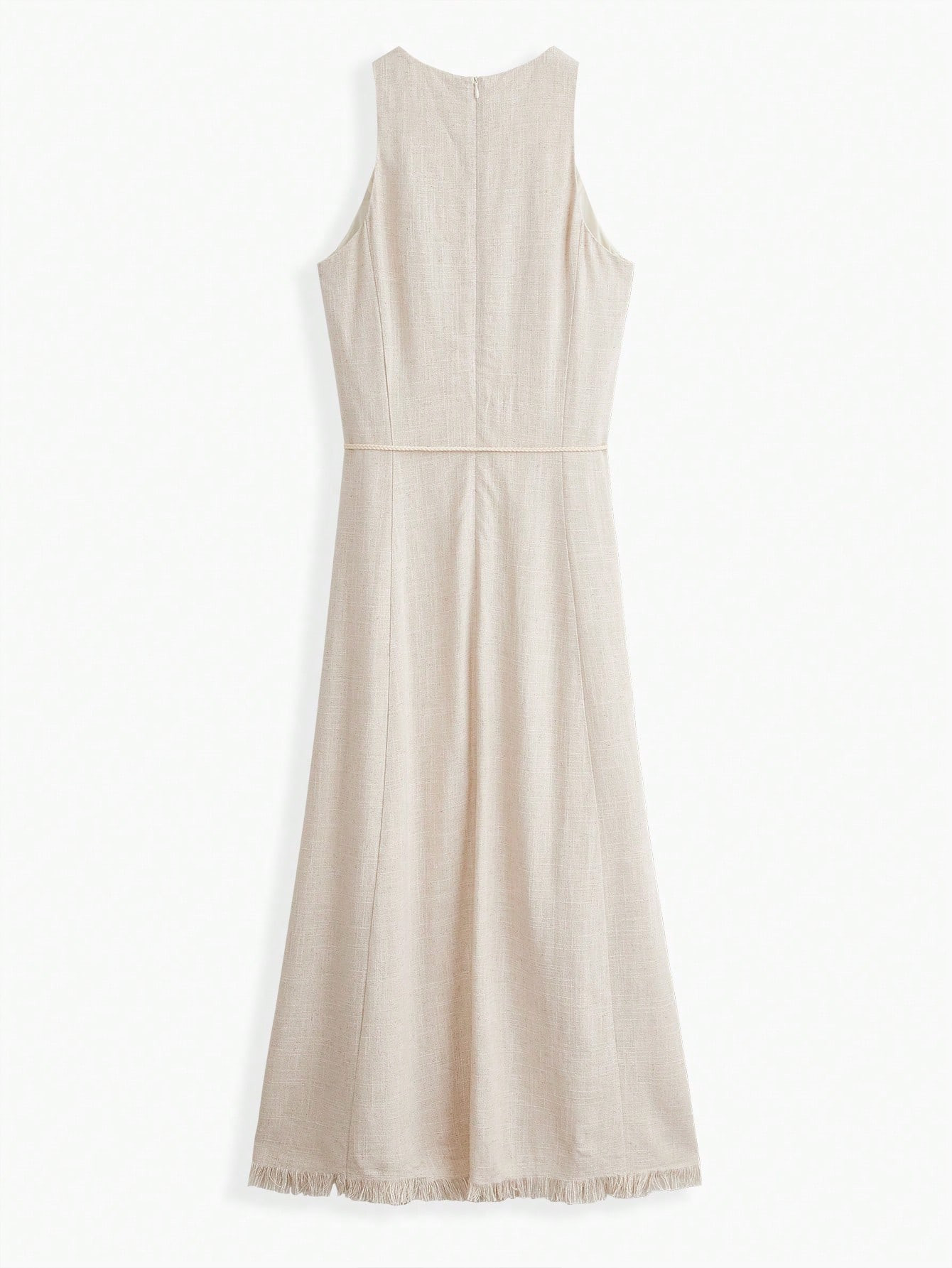 MOTF PREMIUM LINEN VISCOSE TASSEL BELT DRESS | SHEIN