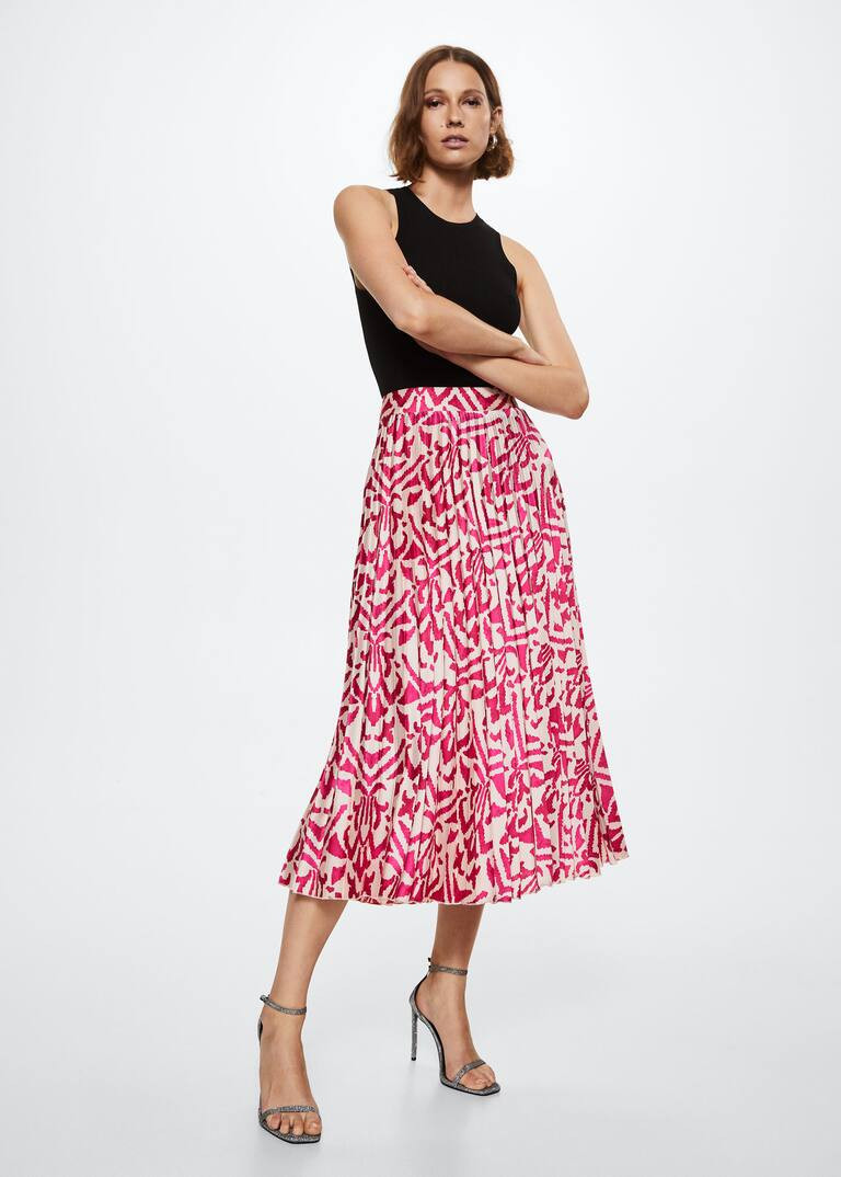 Printed pleated skirt -  Woman | Mango Canada | Mango Canada