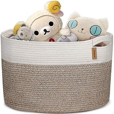 COSYLAND XXLarge Woven Storage Basket 19.7X 19.7X 13 inches Cotton Rope Organizer Baby Laundry Ba... | Amazon (US)
