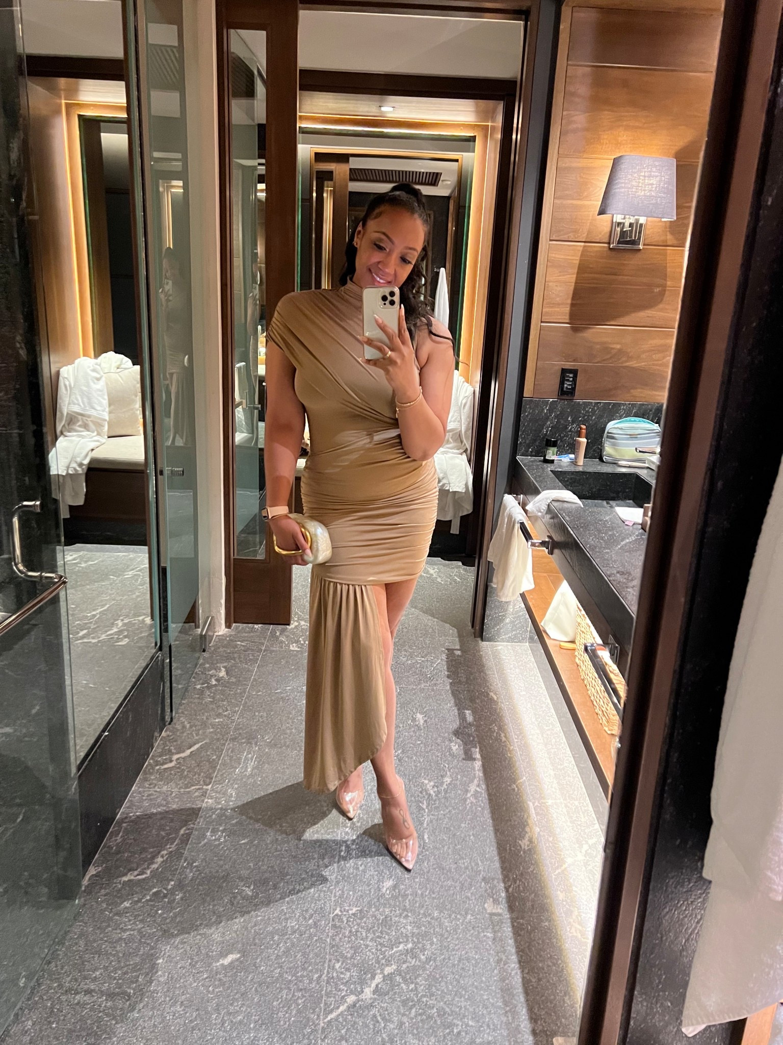 Loved this neutral dress for vacay dinner! So flattering! Runs tts and has stretch. I’m wearing a Large. 

#LTKTravel