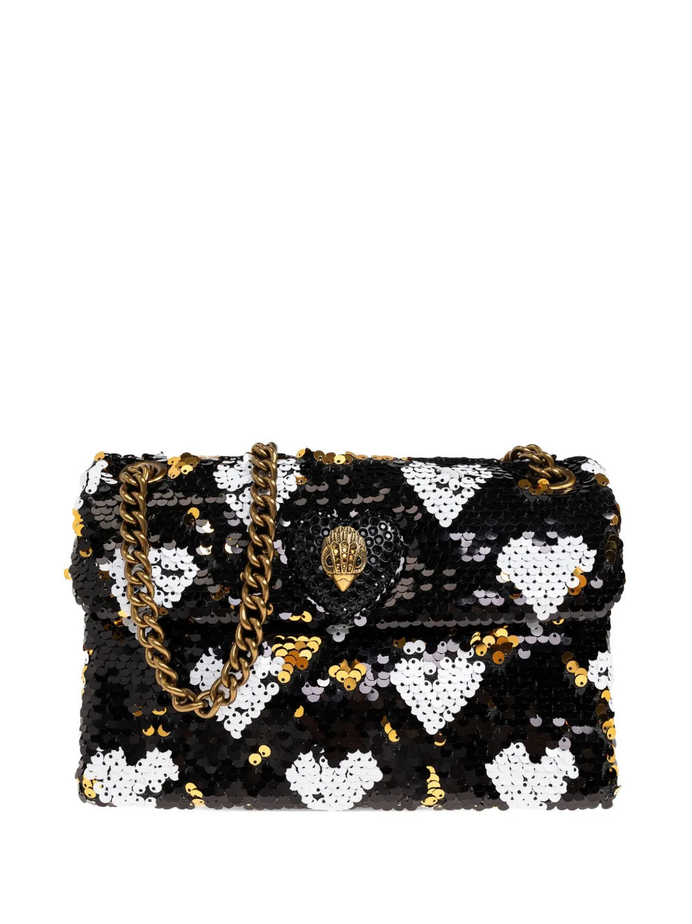 Kurt Geiger London sequin heart chain shoulder bag - Black | Farfetch Global