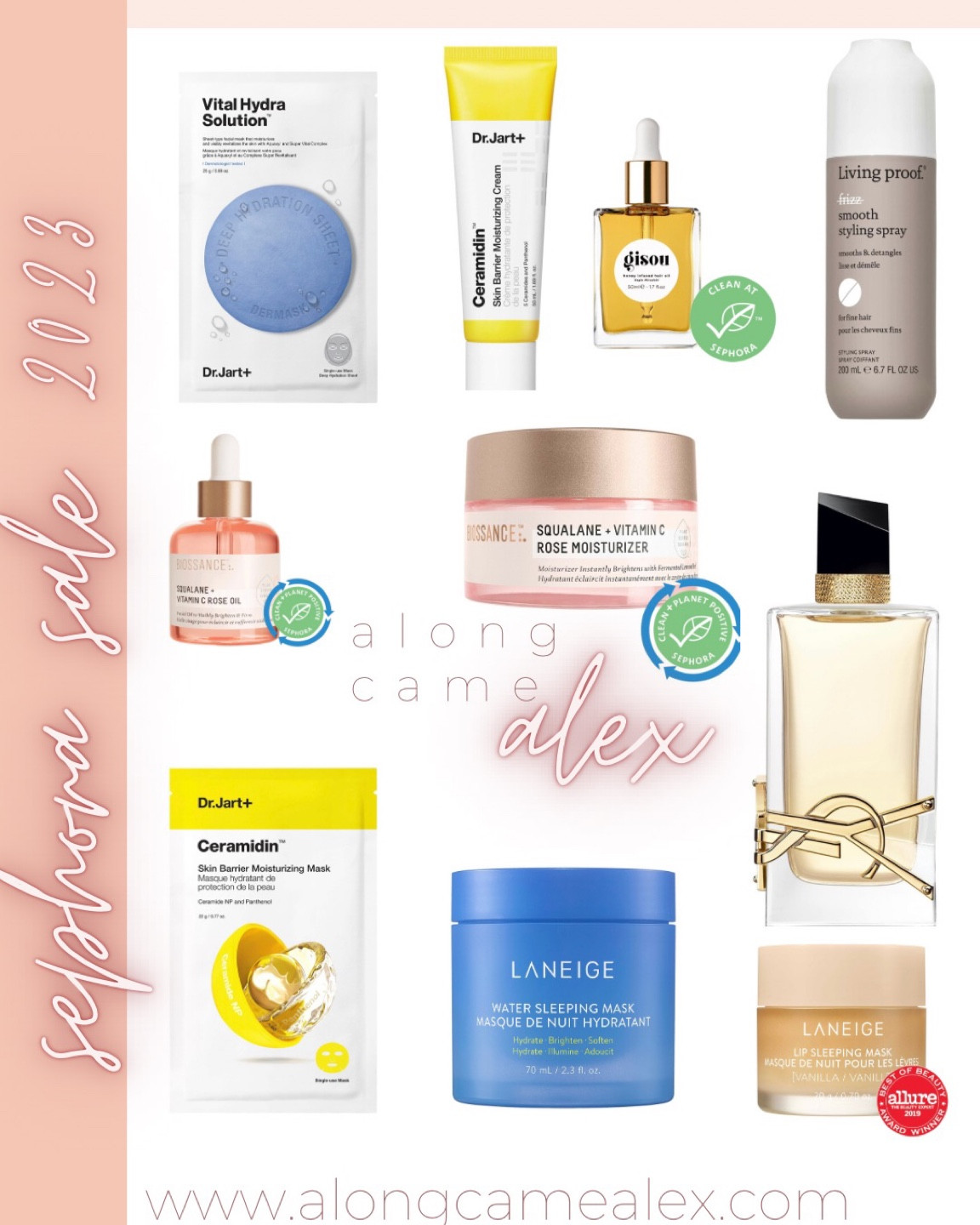 Sephora Sale Picks 2023:

1. BIOSSANCE Squalane + Vitamin C Rose Firming Oil 
2. BIOSSANCE Squalane + Vitamin C Rose Brightening
3. Moisturizer DR. JART+ Ceramidin™ Skin Barrier Moisturizing Cream
4. DR. JART+ Ceramidin™ Skin Barrier Moisturizing Mask
5. DR. JART+ Dermask Water Jet Vital Hydra Solution™
6. LANEIGE Water Sleeping Mask with Squalane
7. LANEIGE Lip Sleeping Mask Intense Hydration with Vitamin C
8. LIVING PROOF No Frizz Smooth Styling Spray
9. GISOU Honey Infused Hair Oil
10. YVES SAINT LAURENT Libre Eau De Parfum


#LTKunder100 #LTKBeautySale #LTKbeauty