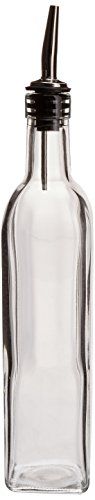 16 Oz. (Ounce) Oil Vinegar Cruet, Square Tall Glass Bottle w/Stainless Steel Pourer Spout | Amazon (US)