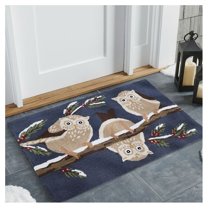 Winter Owls Hooked Door Mat | Grandin Road | Grandin Road