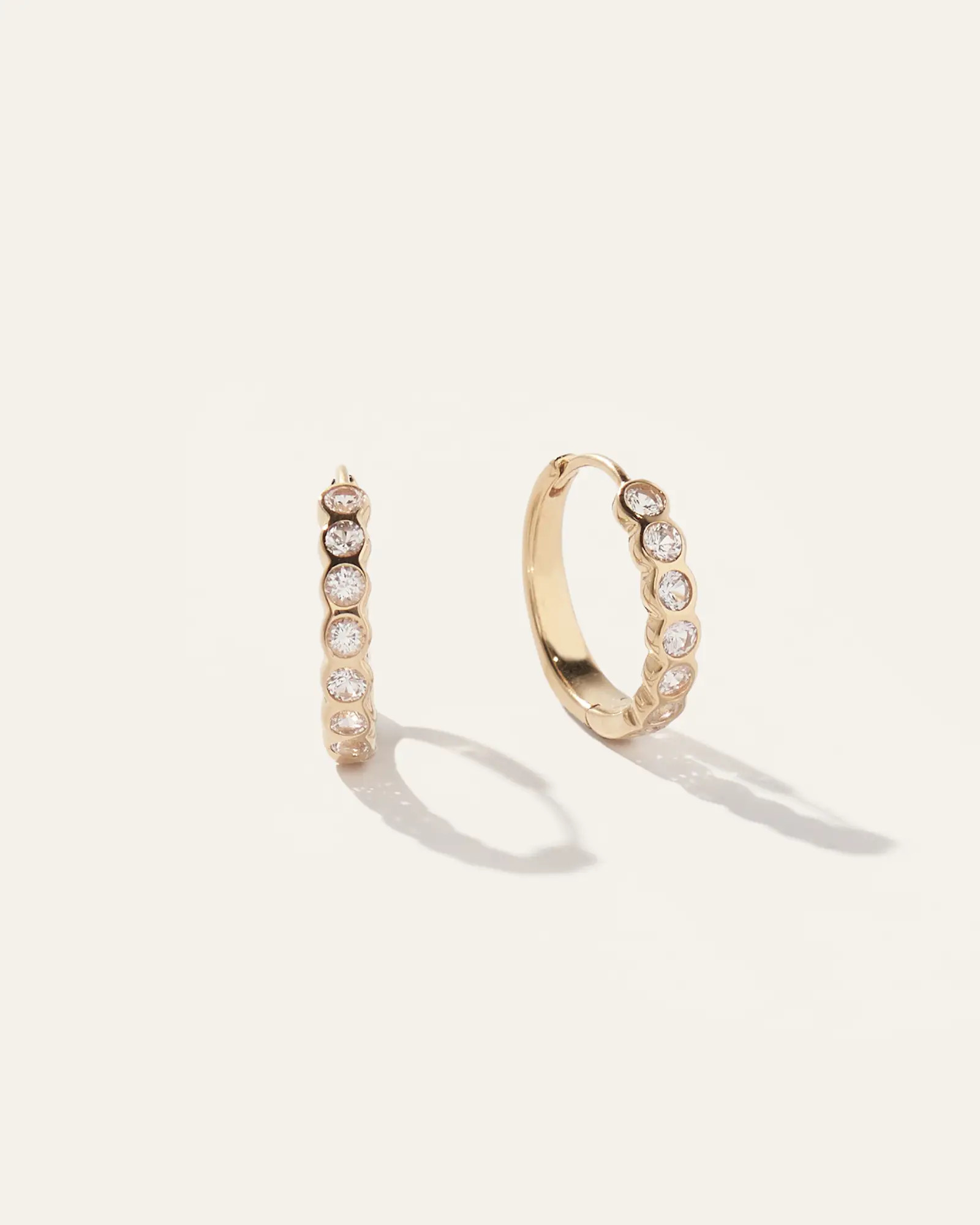 White Sapphire Bezel Hoops | Quince