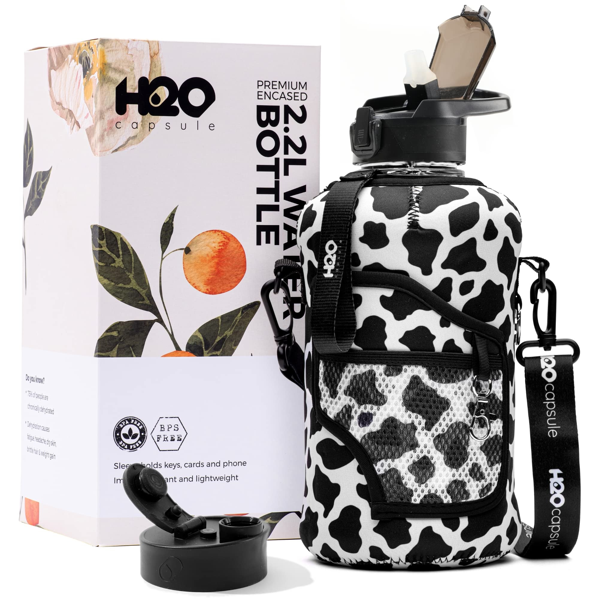 H2O Capsule 2.2L Half Gallon Water Bottle with Storage Sleeve and Removable Straw – BPA Free La... | Amazon (US)