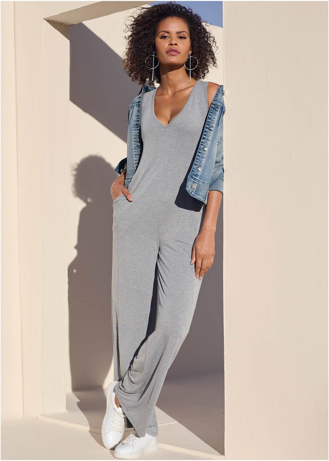 Relaxed V-Neck Jumpsuit | VENUS