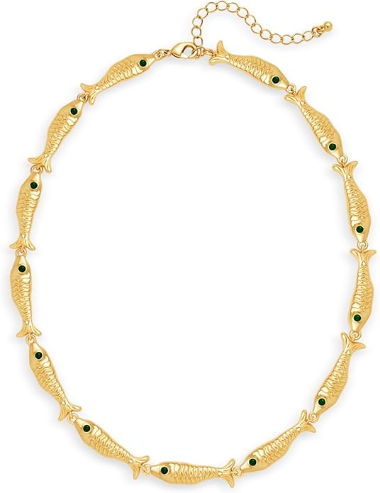 Gold Fish Charm Boho Necklace for Women Adjustable Summer Beach Jewelry, 2 Styles Available | Amazon (US)