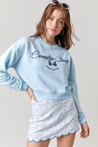 Women's Cornelia Street Sweatshirt in Light Blue by Francesca's - Size: XL | Francesca's