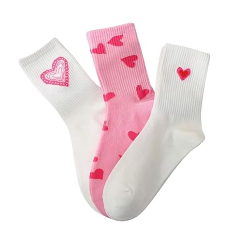 3-Pair Set Heart-Patterned Mid-Calf Socks in Heart Design Gift Box - Valentines Day Gift | Amazon (US)