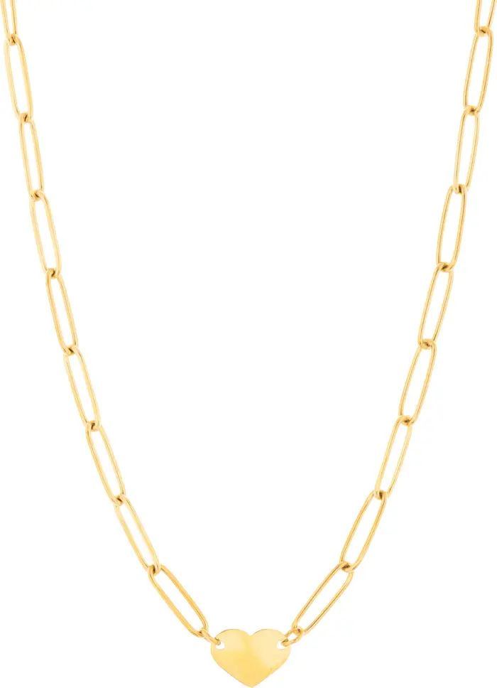 14K Gold Plated Paperclip Chain Heart Pendant Necklace | Nordstrom Rack
