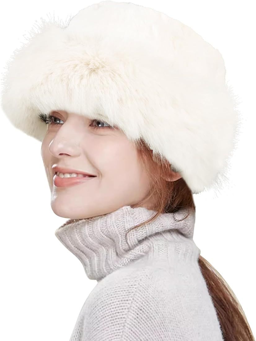 HH HOFNEN Winter Bucket Hat Fluffy Faux Fur Fisherman Plush Warm Hats Cute Fuzzy Bucket Hat for W... | Amazon (US)