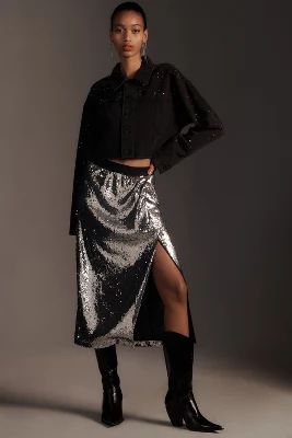 Stella Nova Sparkling Star Sequin Midi Skirt | Anthropologie (US)