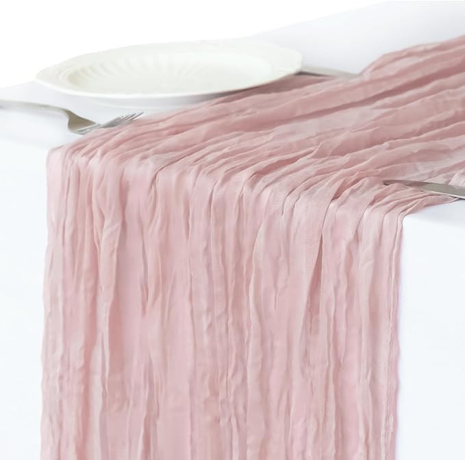Cheesecloth Table Runner, 10FT Dusty Pink Gauze Table Runner for Girl Baby Shower Bridal Shower D... | Amazon (US)
