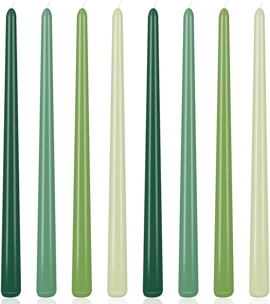 12 Inch Green Taper Candles for Christmas Home Decoration, 8 Pack Color-Gradient Candlesticks for... | Amazon (US)
