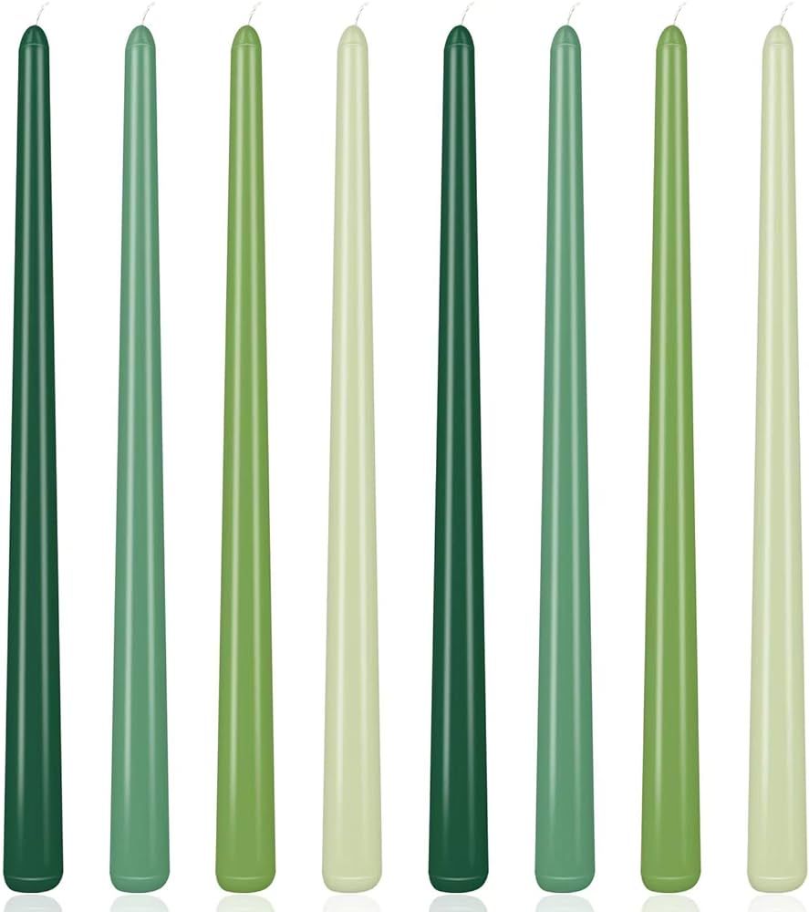 12 Inch Green Taper Candles for Christmas Home Decoration, 8 Pack Color-Gradient Candlesticks for... | Amazon (US)