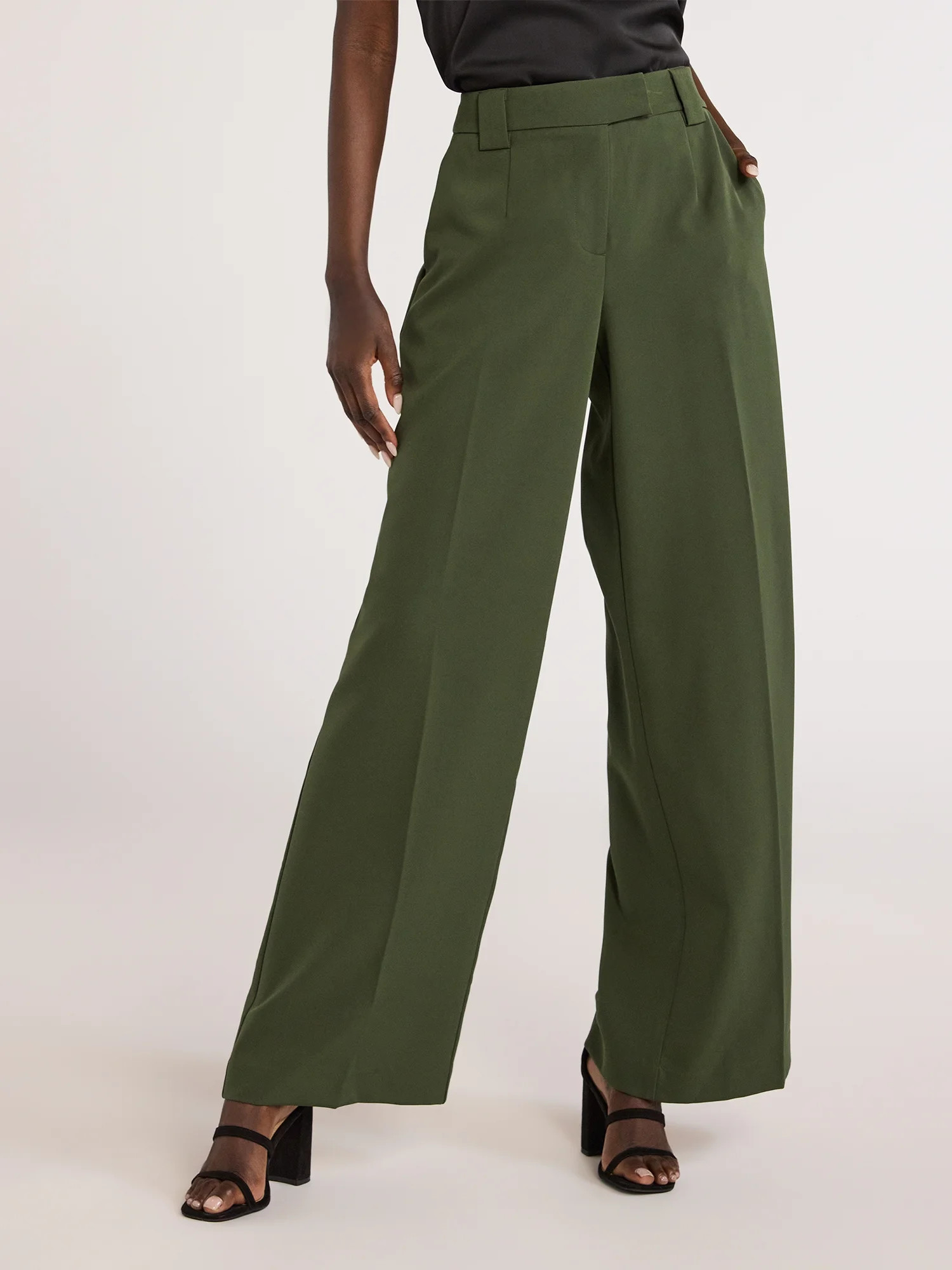 Scoop Women’s Ultimate Crepe Wide Leg Trousers, 32.5" Inseam, Sizes 0-20 | Walmart (US)