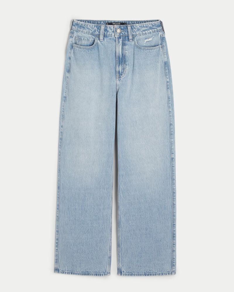 Ultra High-Rise Light Wash Baggy Jeans | Hollister (US)