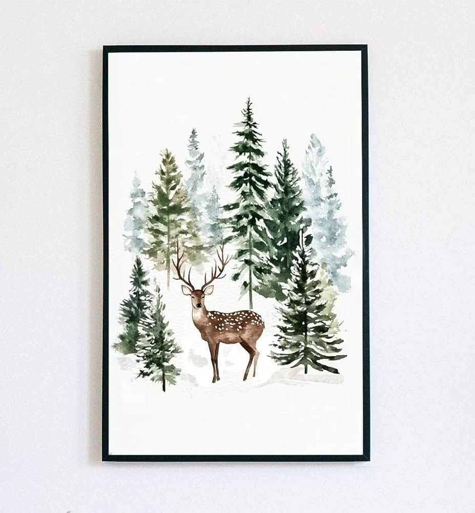 YoungGift Christmas Trees Watercolor Poster, Holiday Wall Art, Christmas Printable, Holiday Decor... | Amazon (US)