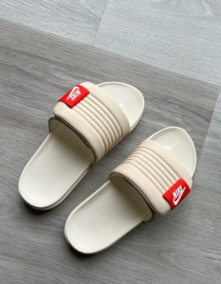 Love love love my new neutral slides!!! Especially with the little red/orange pop of color!!! So fab! And perfect for spring and summer!!!! They do also come in a light pink too! And a black! #slides #sandals #shoes #neutral 

#LTKshoecrush #LTKFind #LTKunder50