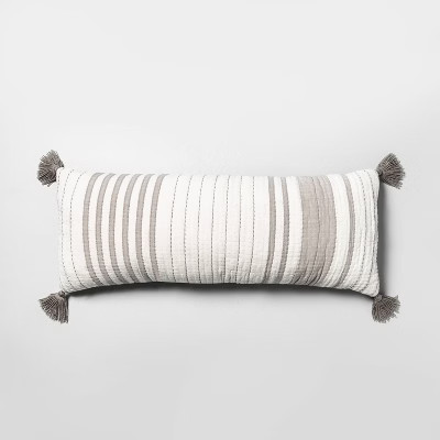 Oversized Striped Lumbar Throw Pillow Gray/Cream - Hearth & Hand™ with Magnolia | Target