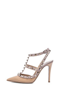 Valentino Rockstud Patent Slingbacks T.100 in Neutrals | FWRD 