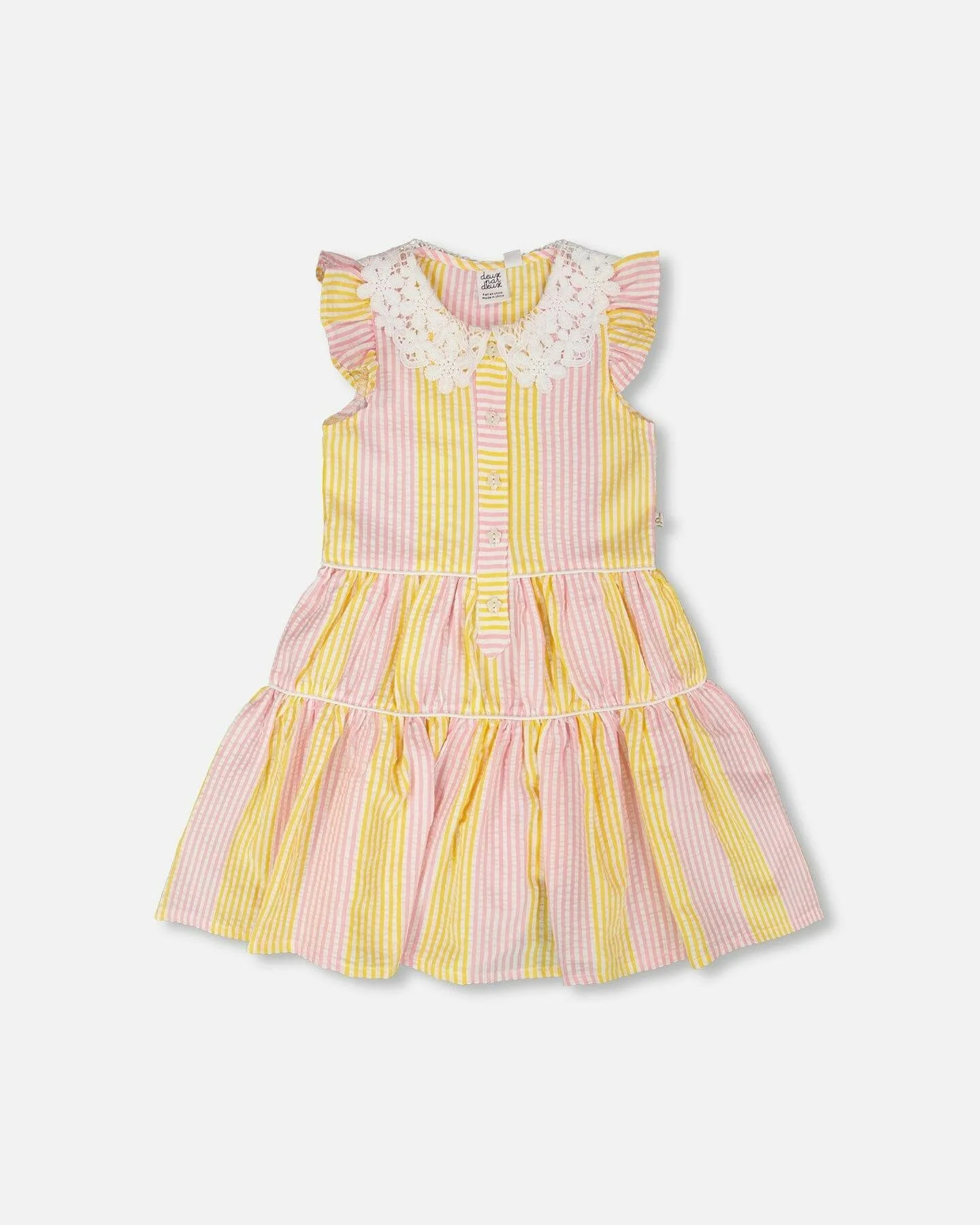 Flutter Sleeve Dress With Crochet Peter Pan Collar | Maisonette