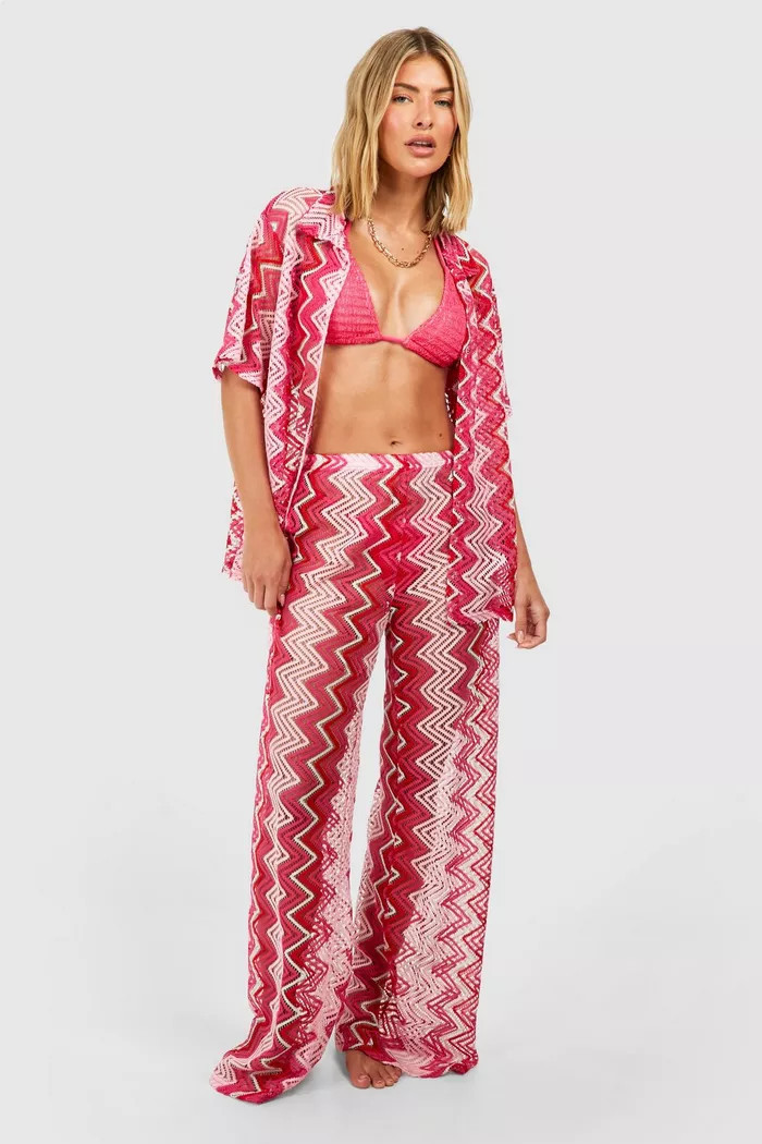 Zig Zag Knit Beach Trousers | Boohoo.com (UK & IE)