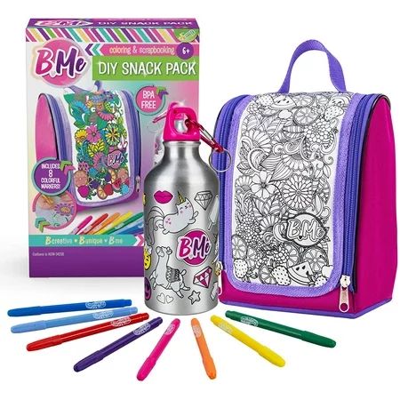 B Me DIY Snack Pack – Color-Your-Own Lunch Bag & Water Bottle Kit for Girls – Arts & Crafts Set w/ B | Walmart (US)