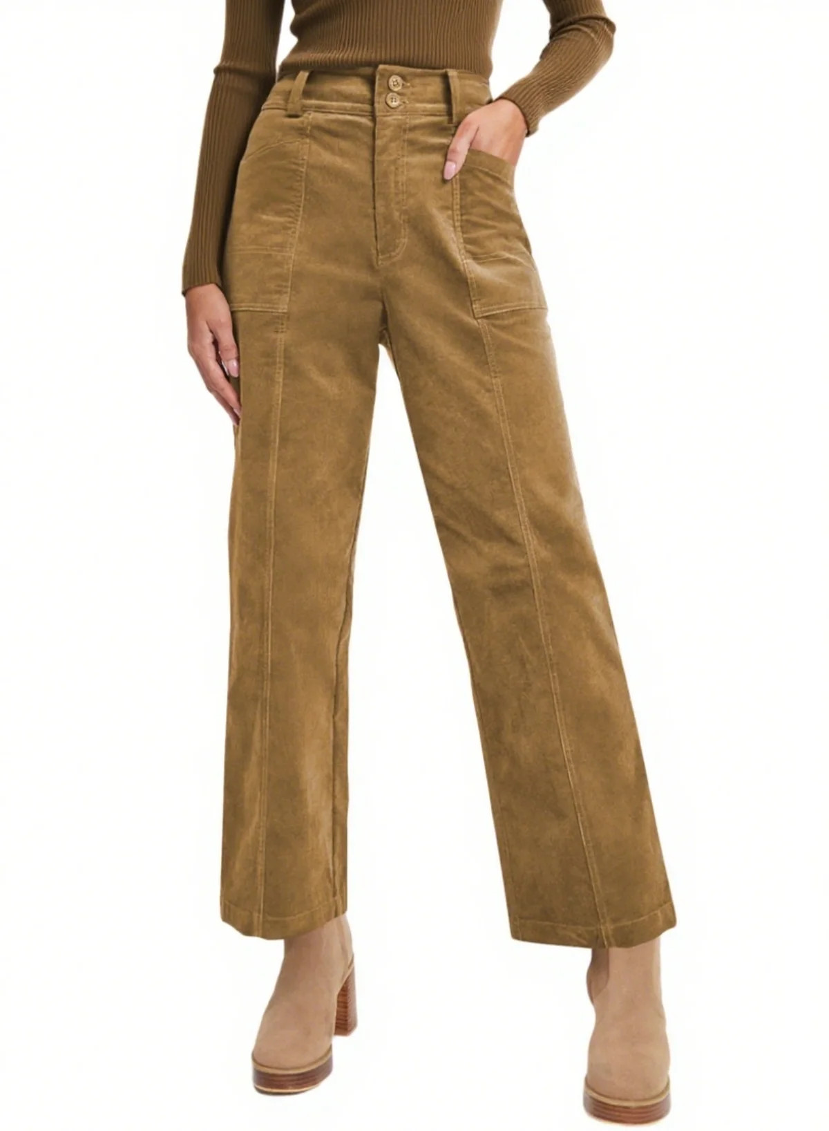 DOKOTOO Retro Corduroy Pants Women - Elastic Waist High-Waisted Warm Casual Trousers with Pockets... | Walmart (US)