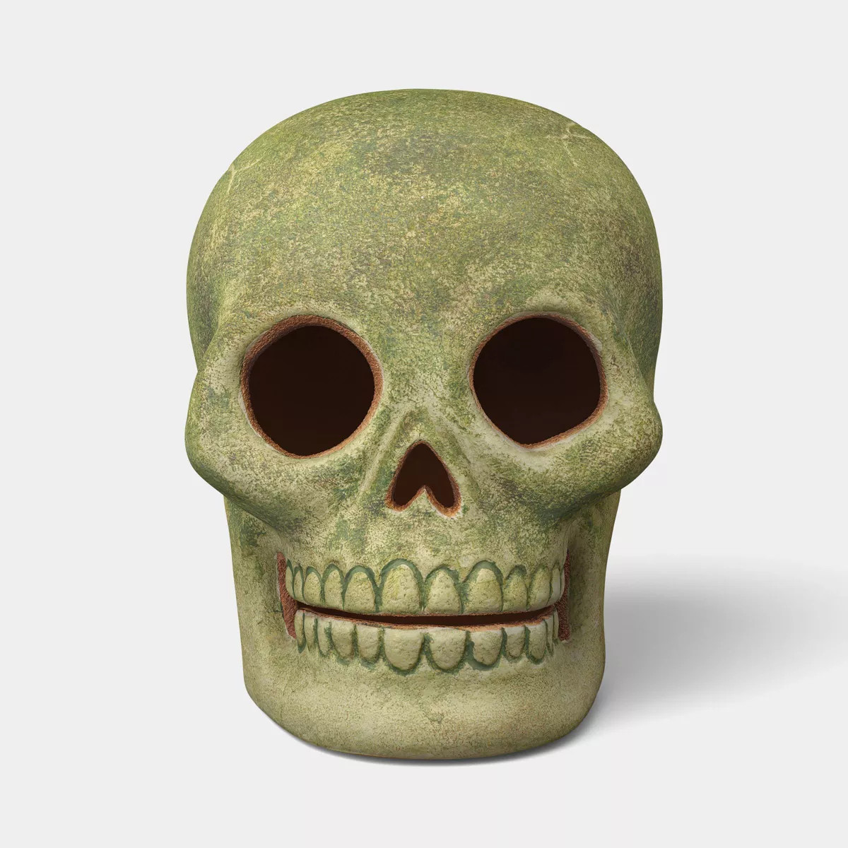 Medium Terra Cotta Skull Decorative Sculpture - Hyde and EEK! Boutique\u2122 Moss Green | Target