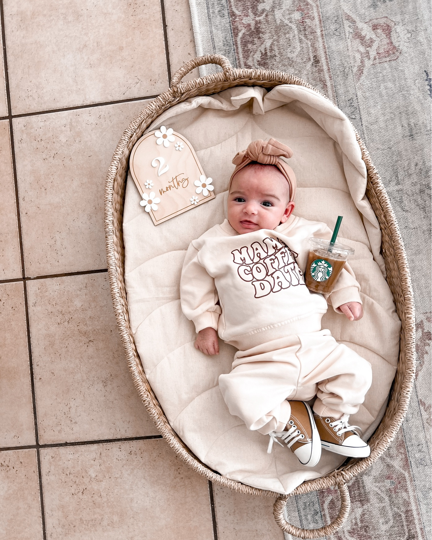Outfit is MiniOllie. Linking similar. 

#baby #babygirl #babysweatpants #fauxstarbucks #coffee 

#LTKFallSale #LTKBaby #LTKSeasonal