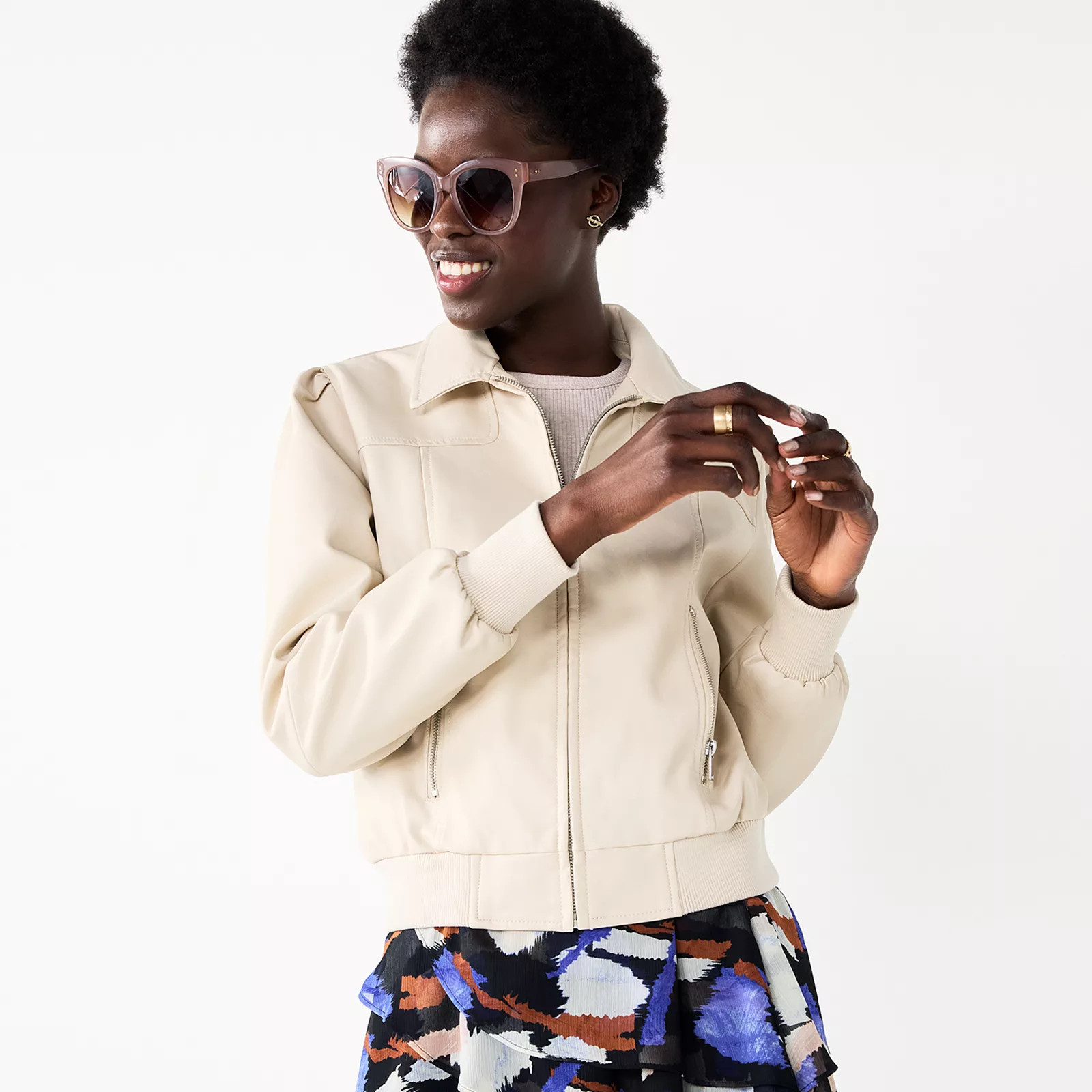 Women's Nine West Faux-Leather Moto Jacket | Kohl's