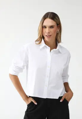Camisa Cropped GAP Reta Lisa Branca | Dafiti (BR)
