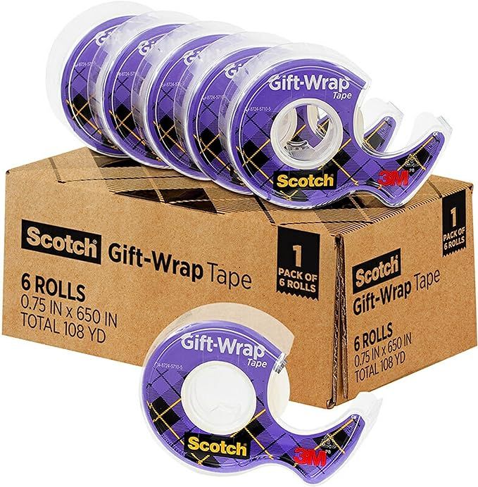 Scotch Gift Wrap Tape, Invisible, 0.75 in. x 650 in., 6 Dispensers/Pack | Amazon (US)