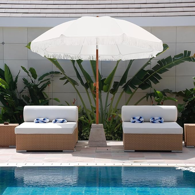 Patio Umbrella with UV 50+ Protection, 8 Ribs, Push Button Tilt - Ideal for Beach and Rain Protec... | Amazon (US)