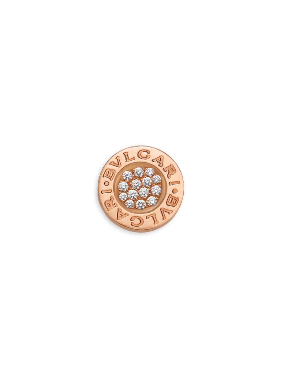 Classic 18K Rose Gold & Diamond Single Round Stud Earring | Saks Fifth Avenue