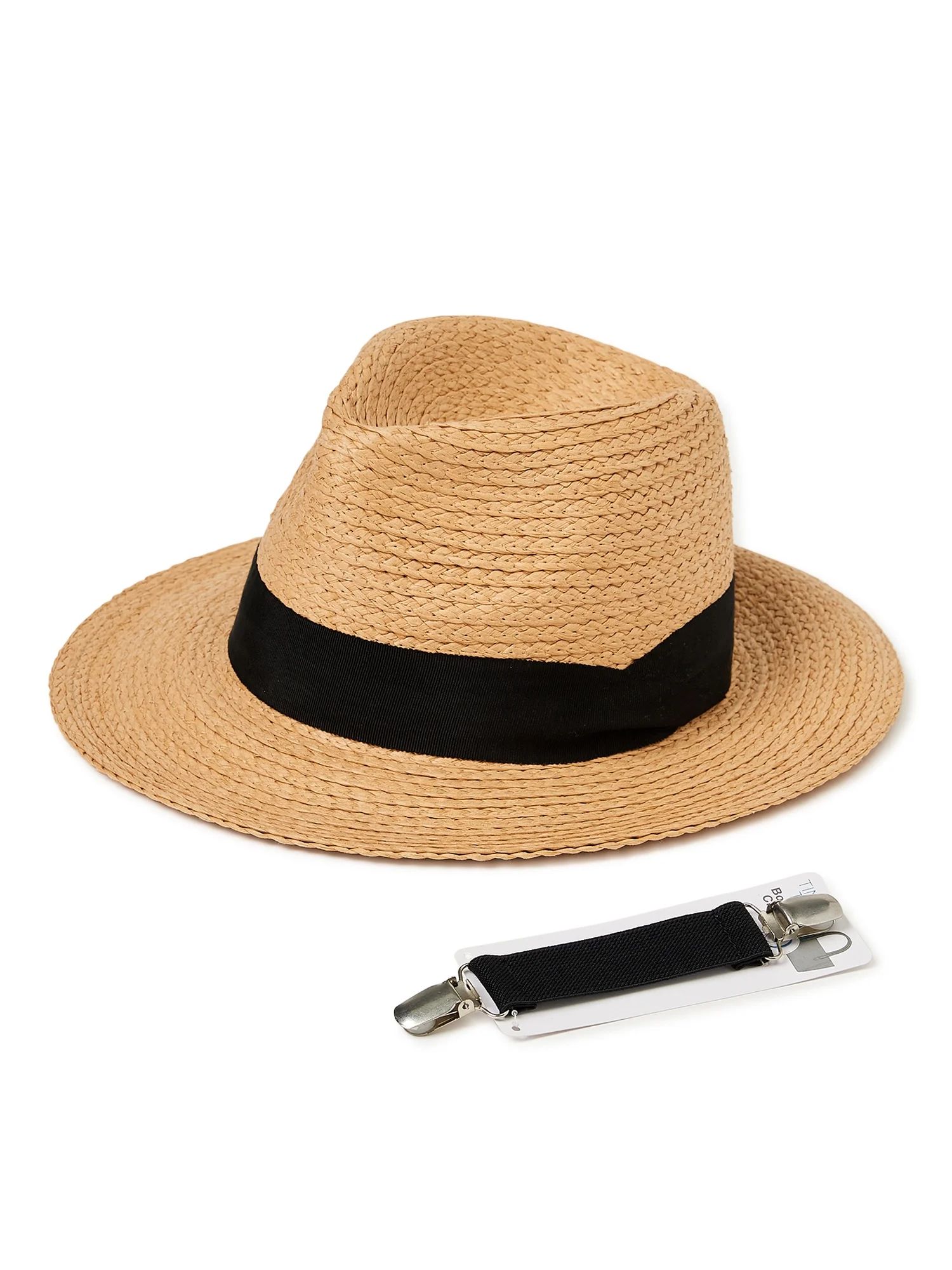 Time and Tru Women's Tan Panama Hat with Ribbon | Walmart (US)
