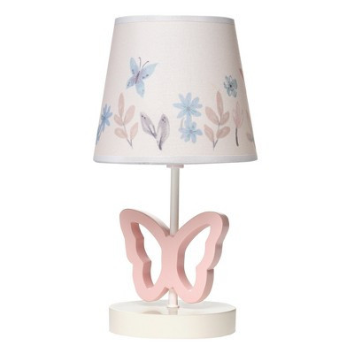 Lambs & Ivy Baby Blooms Pink Butterfly Nursery Lamp with Floral Shade & Bulb | Target
