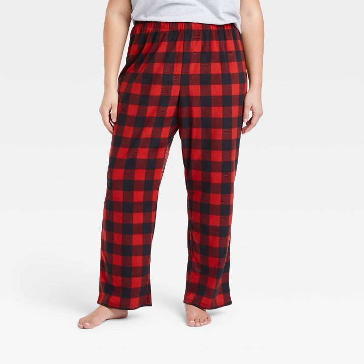 Women's Holiday Buffalo Check Plaid Fleece Matching Family Pajama Pants - Wondershop™ Red | Target