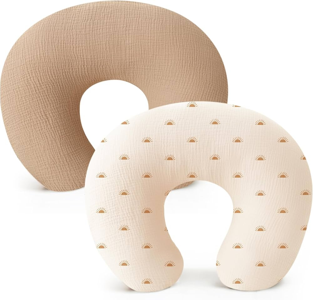 Konssy 2 Pack Muslin Nursing Pillow Covers, Soft and Adorable Nursing Cover for Breastfeeding Pil... | Amazon (US)