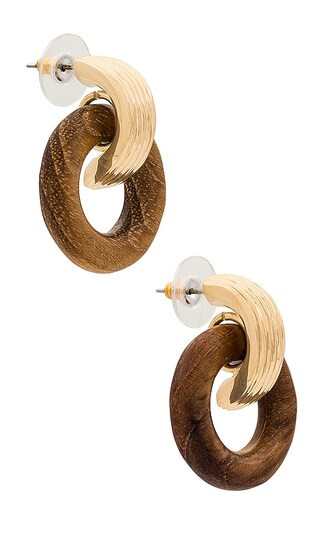 Shujaa Wood Earring in Gold & Wood | Revolve Clothing (Global)