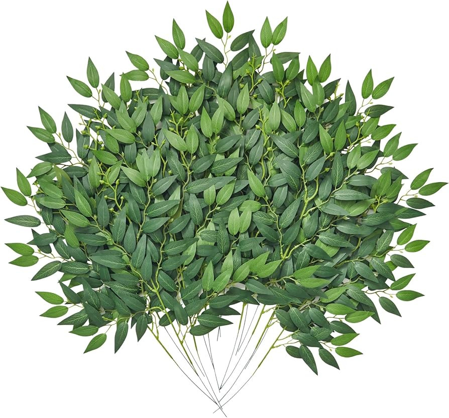 Serwalin 21.6'' Artificial Italian Ruscus Greenery Stems, 16Pcs Fake Green Leaves Decor Silk Plan... | Amazon (US)