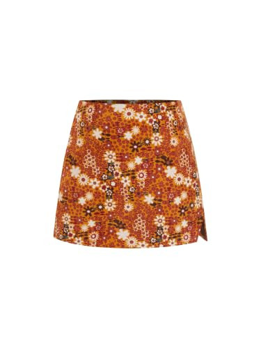 CIDER Mini Skirt for Women Corduroy Floral A Line Skirt with Shorts Brown | Amazon (US)