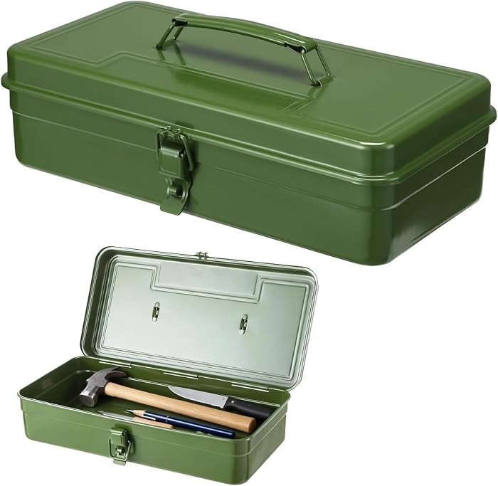 OMISTAR Steel Storage Box with Hinged Lid, Rectangular Empty Hinged Metal Tool Box, Metal Organiz... | Amazon (US)