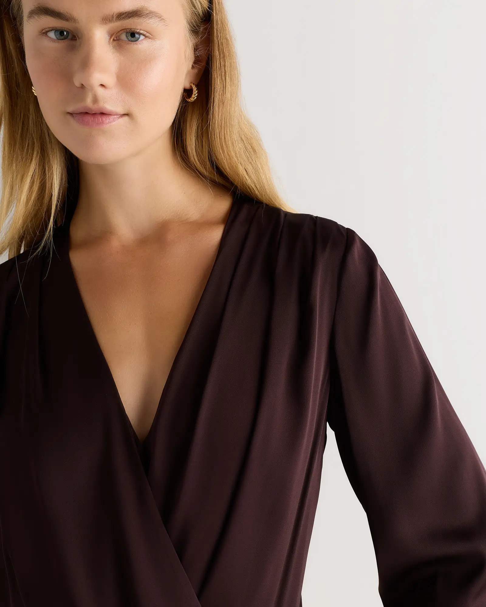 Washable Stretch Silk Surplice Bodysuit | Quince