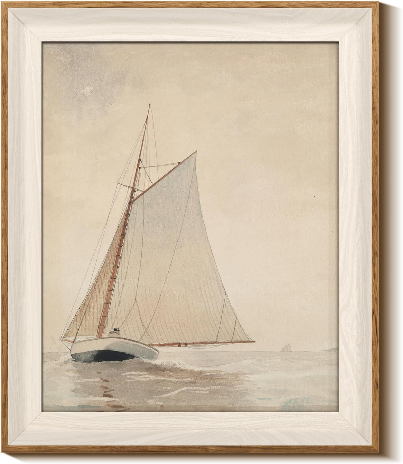 InSimSea Framed Canvas Wall Art of Large Coastal Sailboat - Wall Decor Classical Coastal Art Work... | Amazon (US)