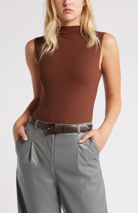 Click for more info about Open Edit Funnel Neck Double Layer Bodysuit | Nordstrom